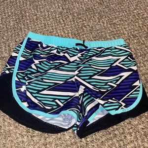 Black,Teal, Purple and White Under Armour Athletic Shorts- Size YXL (Never Worn)